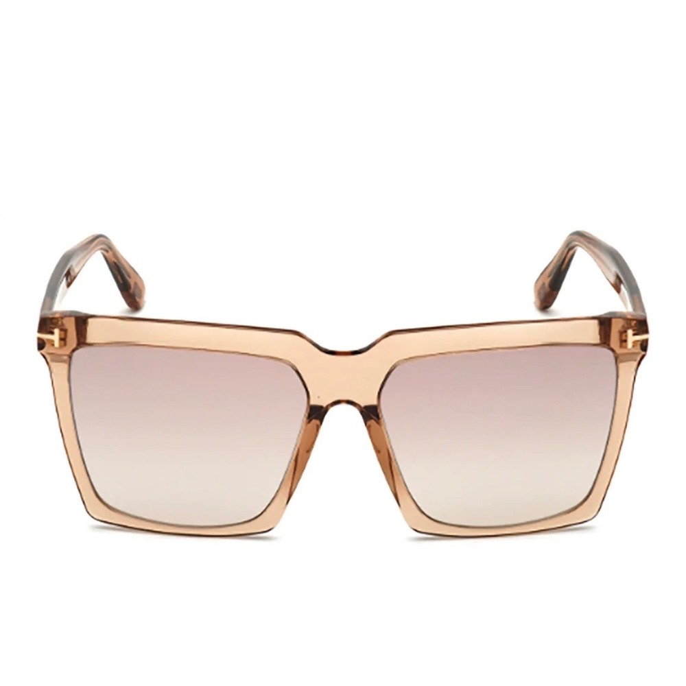 Tom Ford FT0763 57G Maxim Square Sunglasses Champagne Brown Gradient Womens